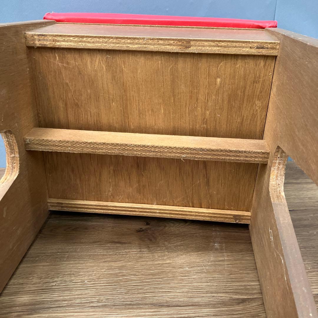 A-3 昭和レトロ 収納付き スツール ピアノ椅子 レッド 角椅子 イス チェア