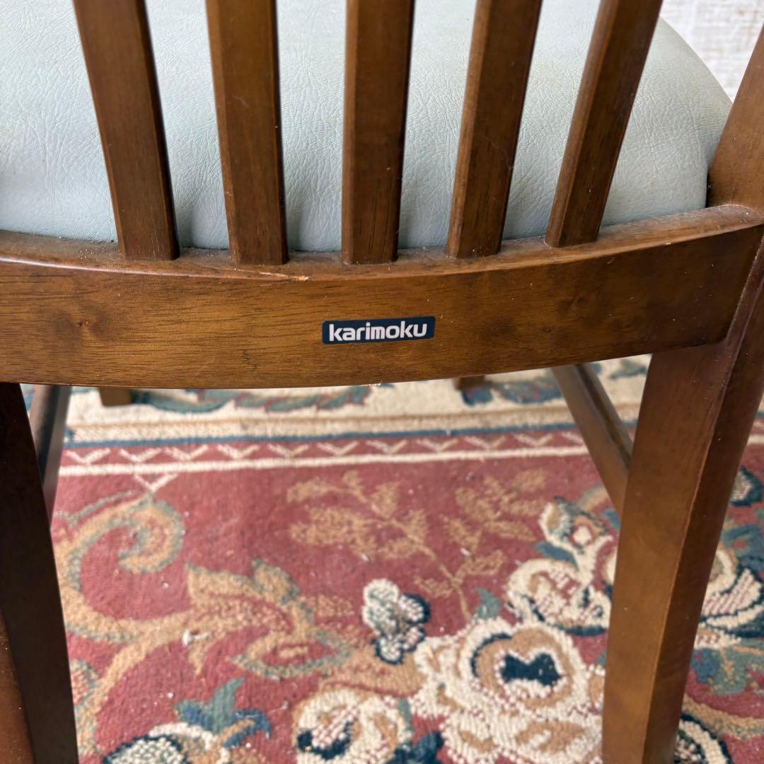 ③ 昭和レトロ カリモク ダイニングチェア 木製椅子 古家具 グレー ビンテージ