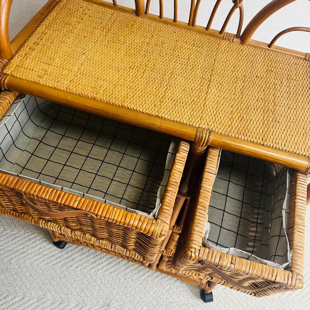 籐家具 収納ランタチェスト 昭和レトロ インテリア 棚 ラック 藤 アンティーク