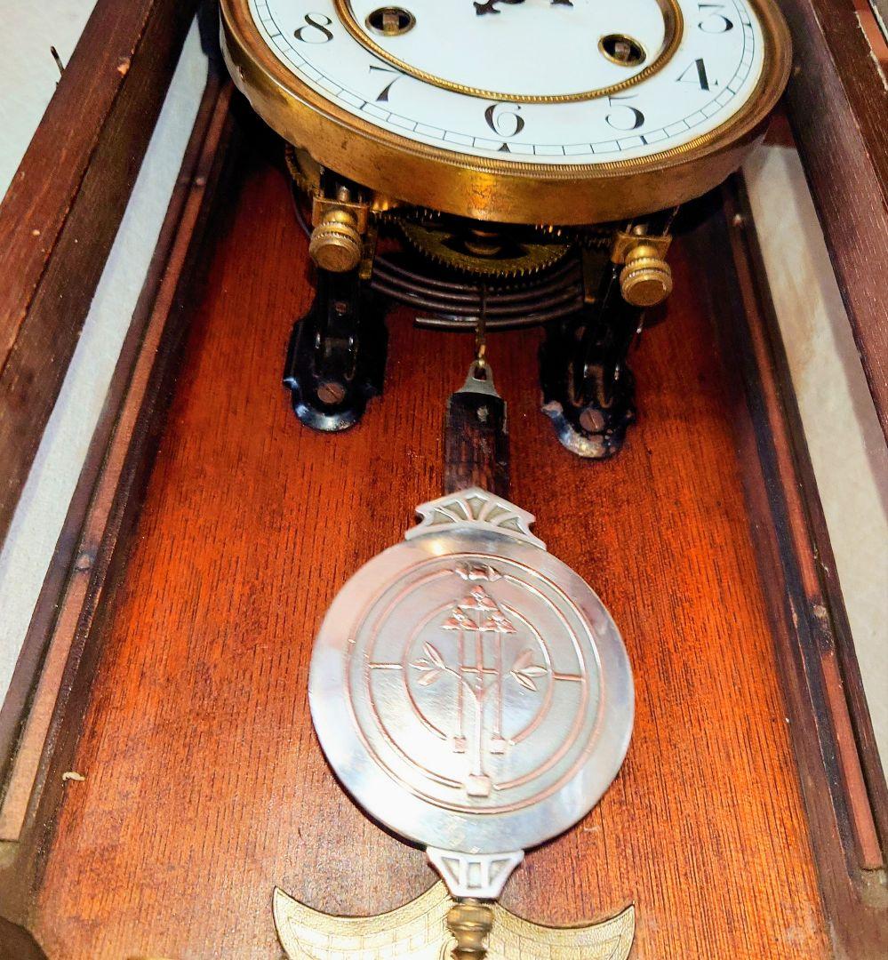 完動・美品〉精工舎 琺瑯文字盤スリゲル小角丸座敷ゼンマイ振り子