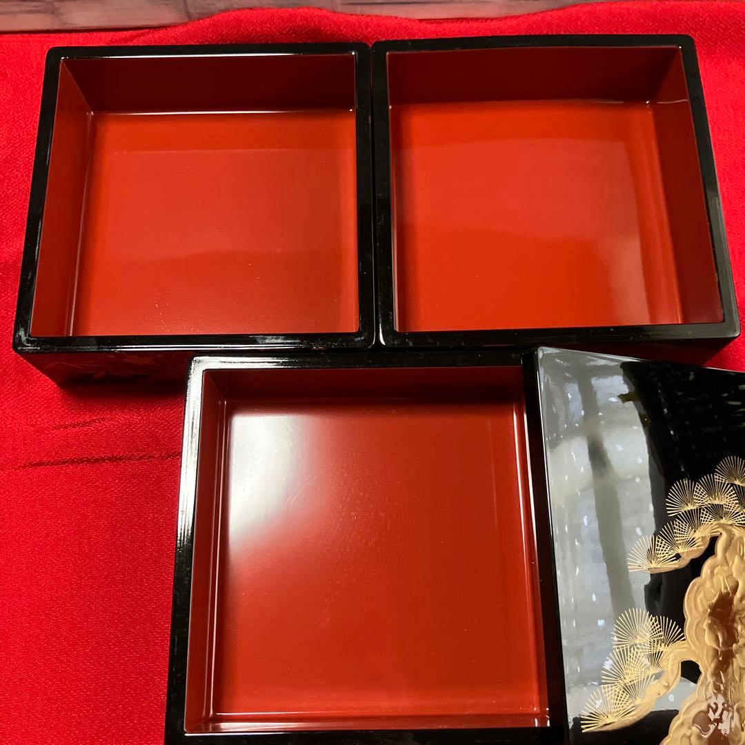 会津塗　松竹梅　三段重箱