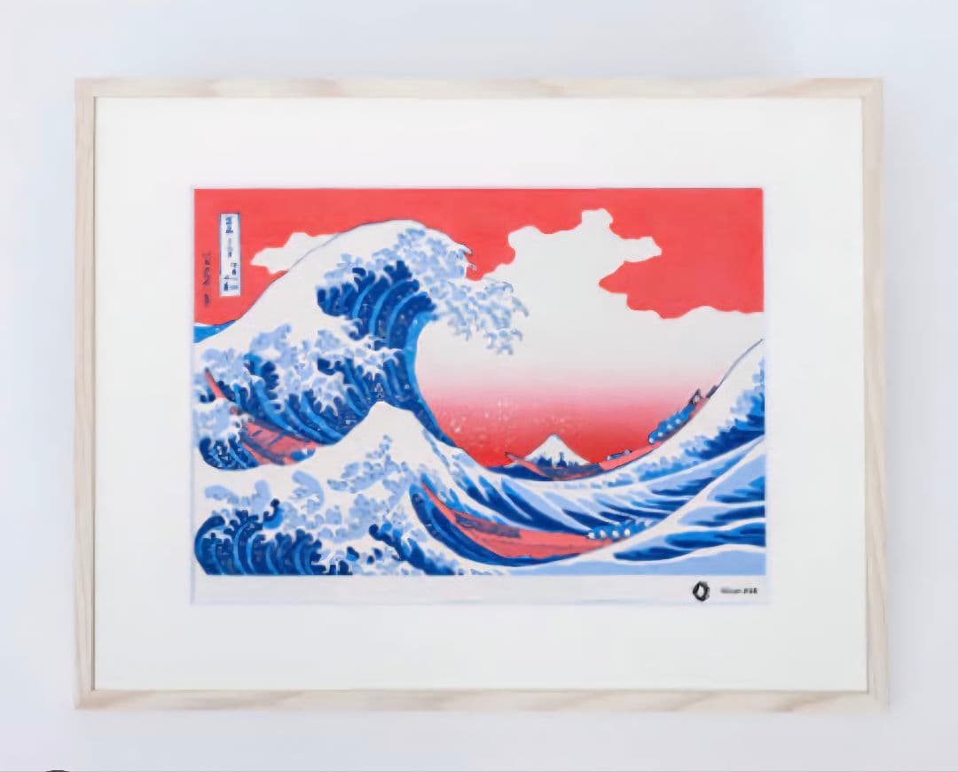 【限定100枚の希少品】大阪関西万博ミャクミャク×葛飾北斎 木版画(額縁付)