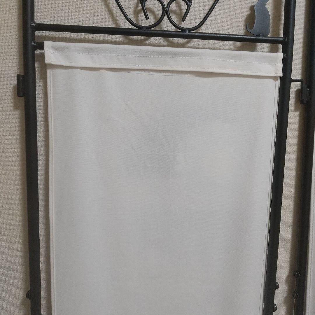 ★猫デザイン ブラックパーテーション 3連式 衝立 手渡し希望 a0218