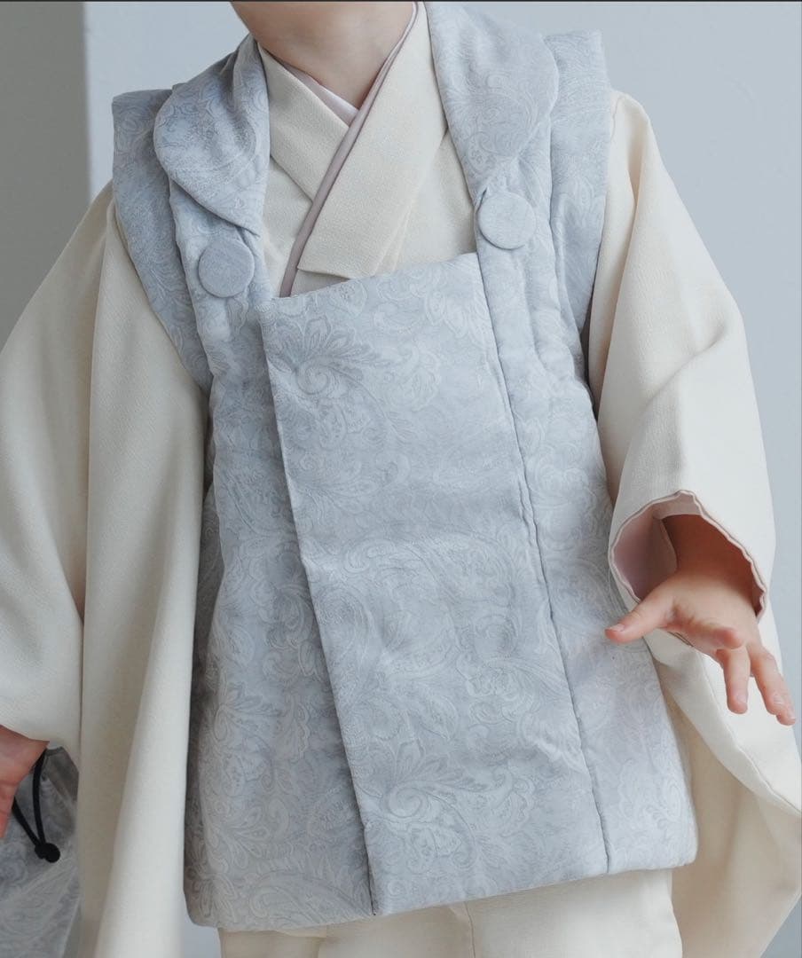 七五三　3歳 被布コート グレー　男の子 utatane お正月　正月　初詣