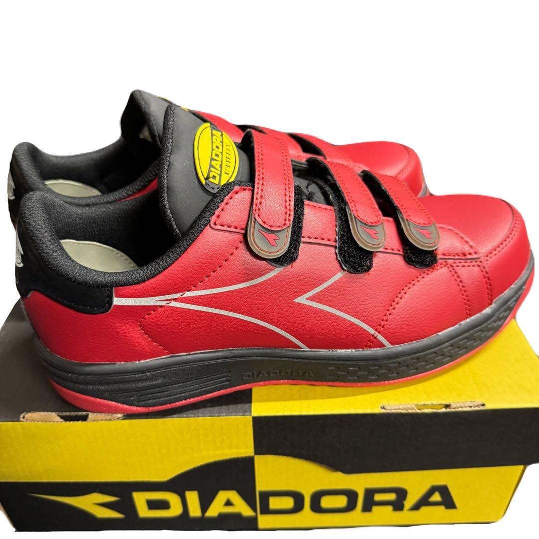 【24.5cm】安全靴 作業靴 ディアドラ WK-32 マジックテープ 赤×黒