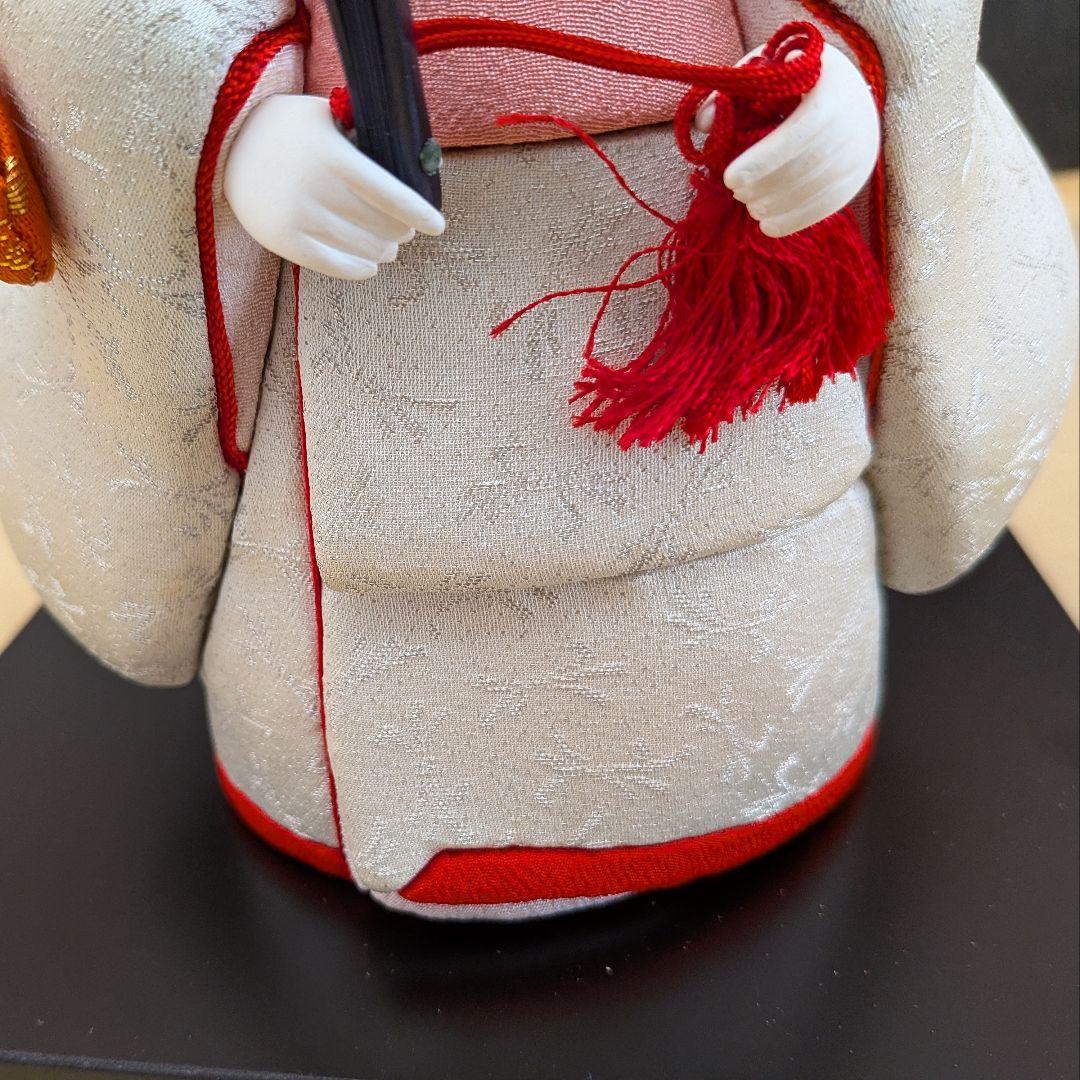 花嫁 木目込人形 白無垢 白赤衣装／共箱あり／木目込花嫁人形 高さ約