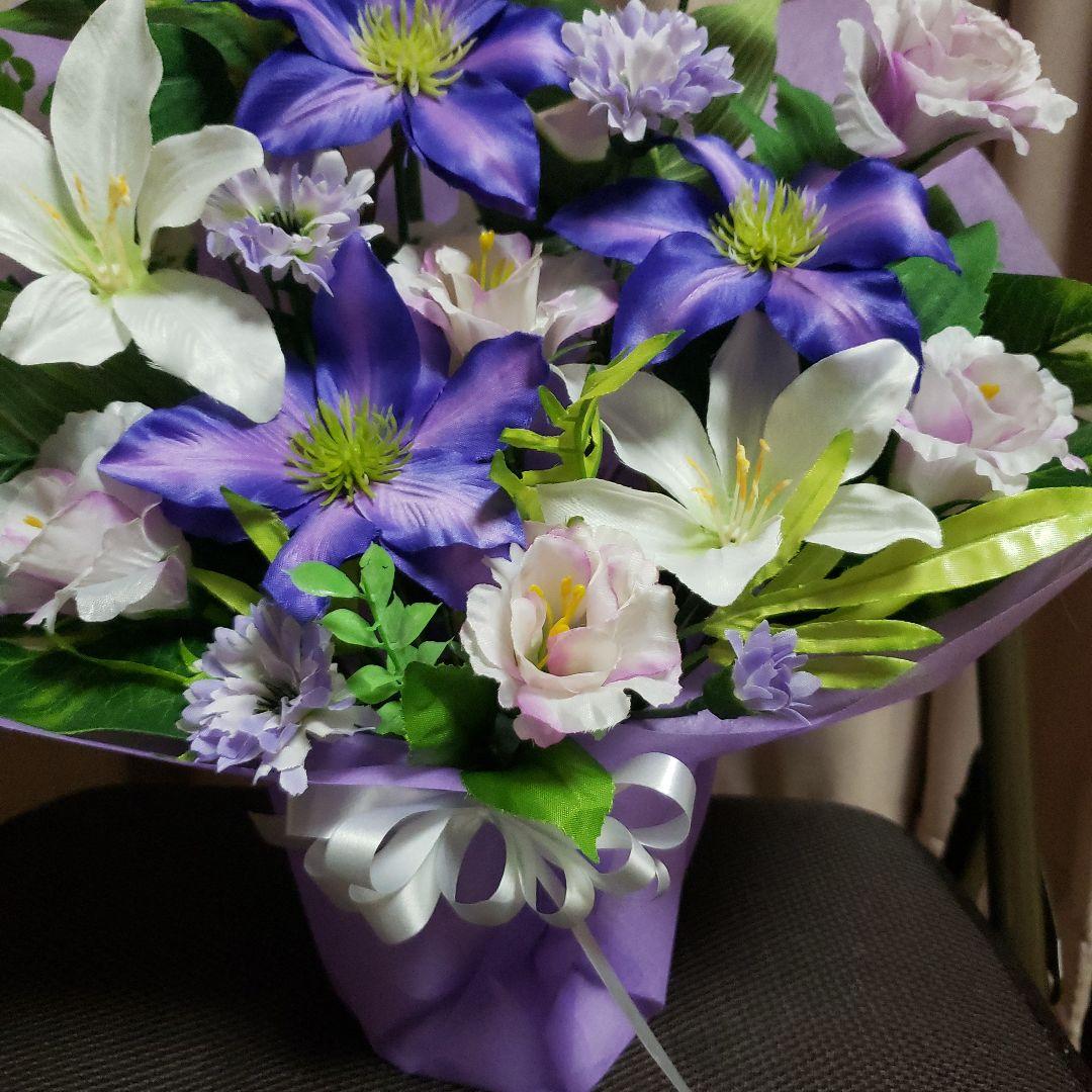 御供え花　造花　仏花　紫クレマチス　7月No.2