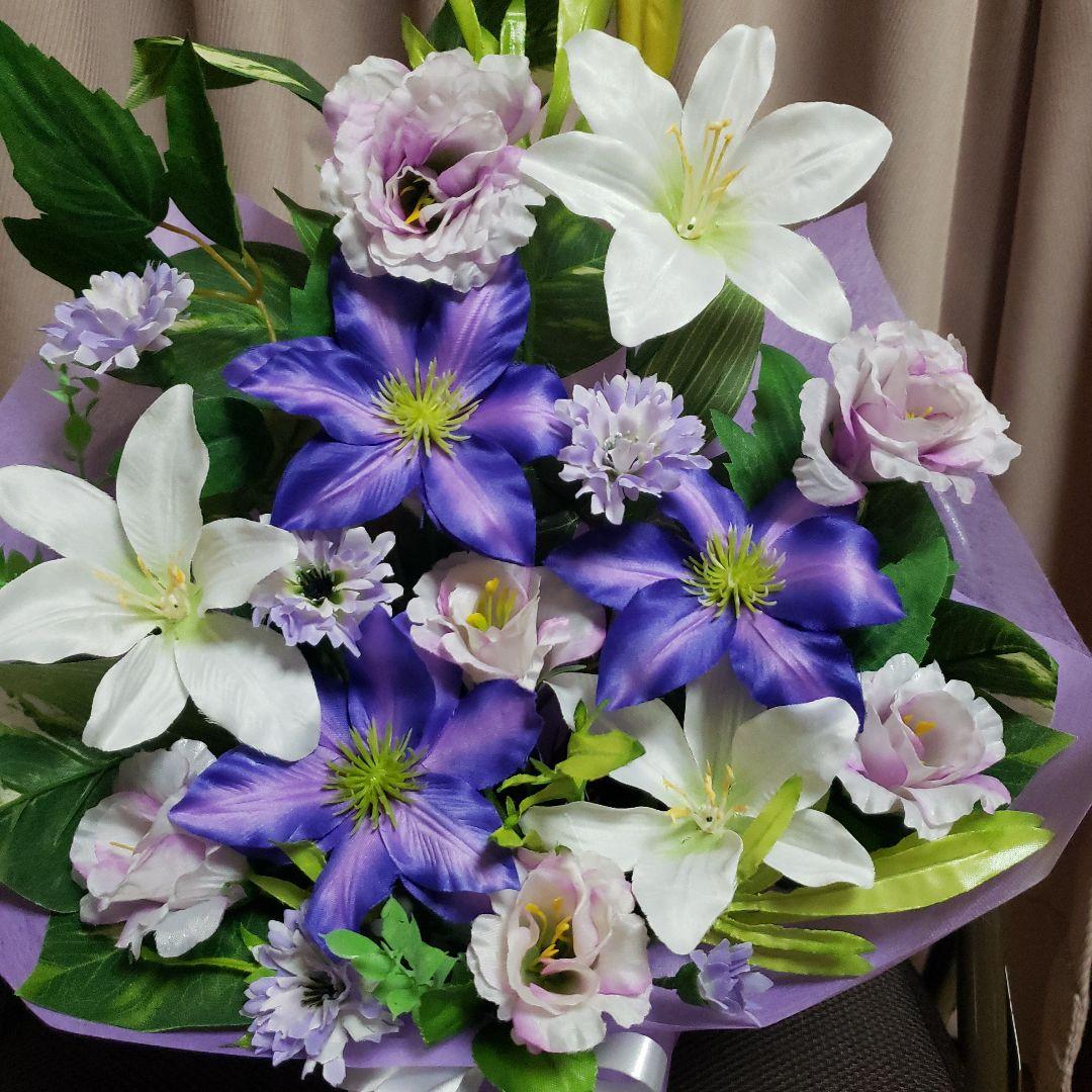 御供え花　造花　仏花　紫クレマチス　7月No.2