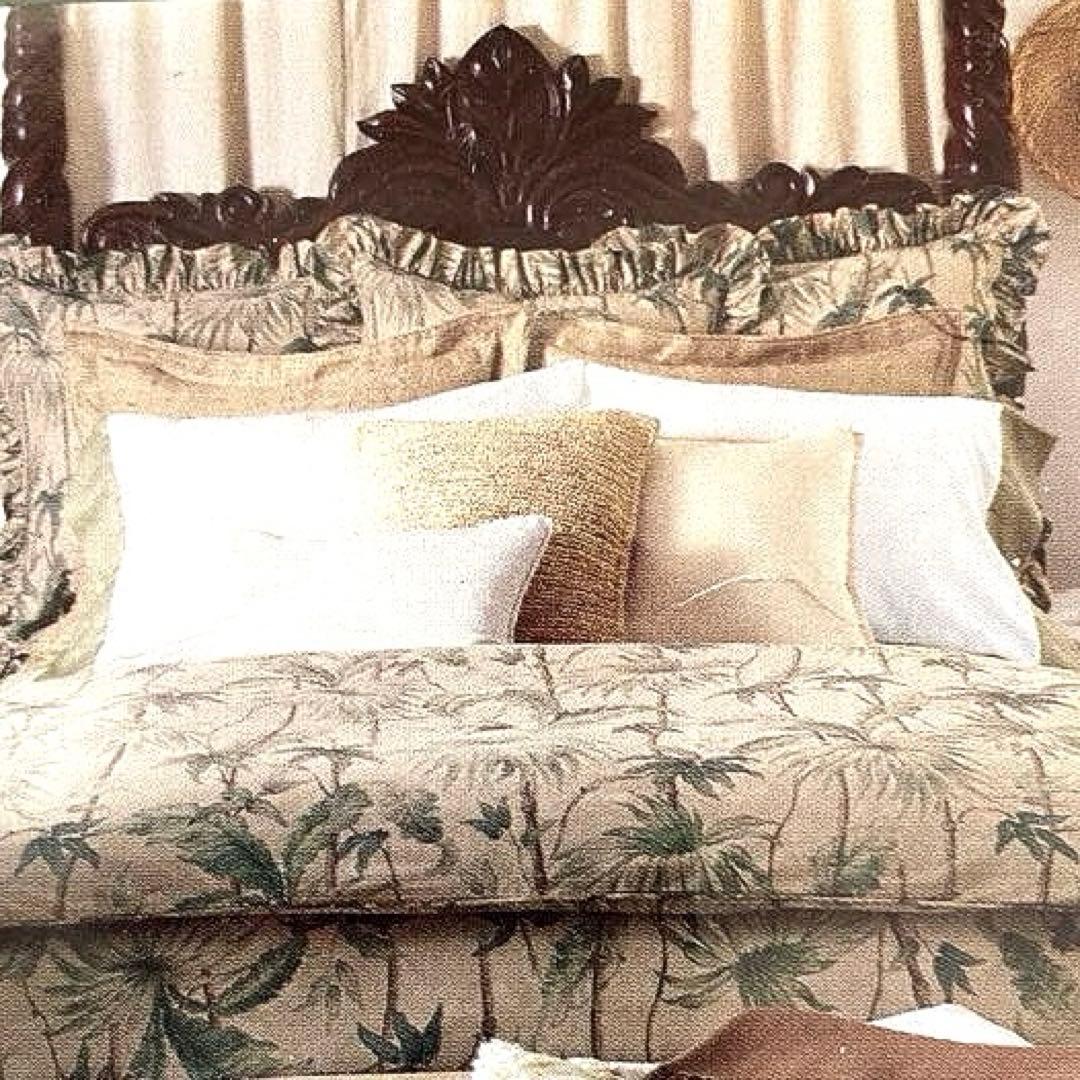 新品未使用✳︎ラルフローレンホーム✳︎フリル付✳︎南国柄✳︎65cm角✳︎クッションカバー