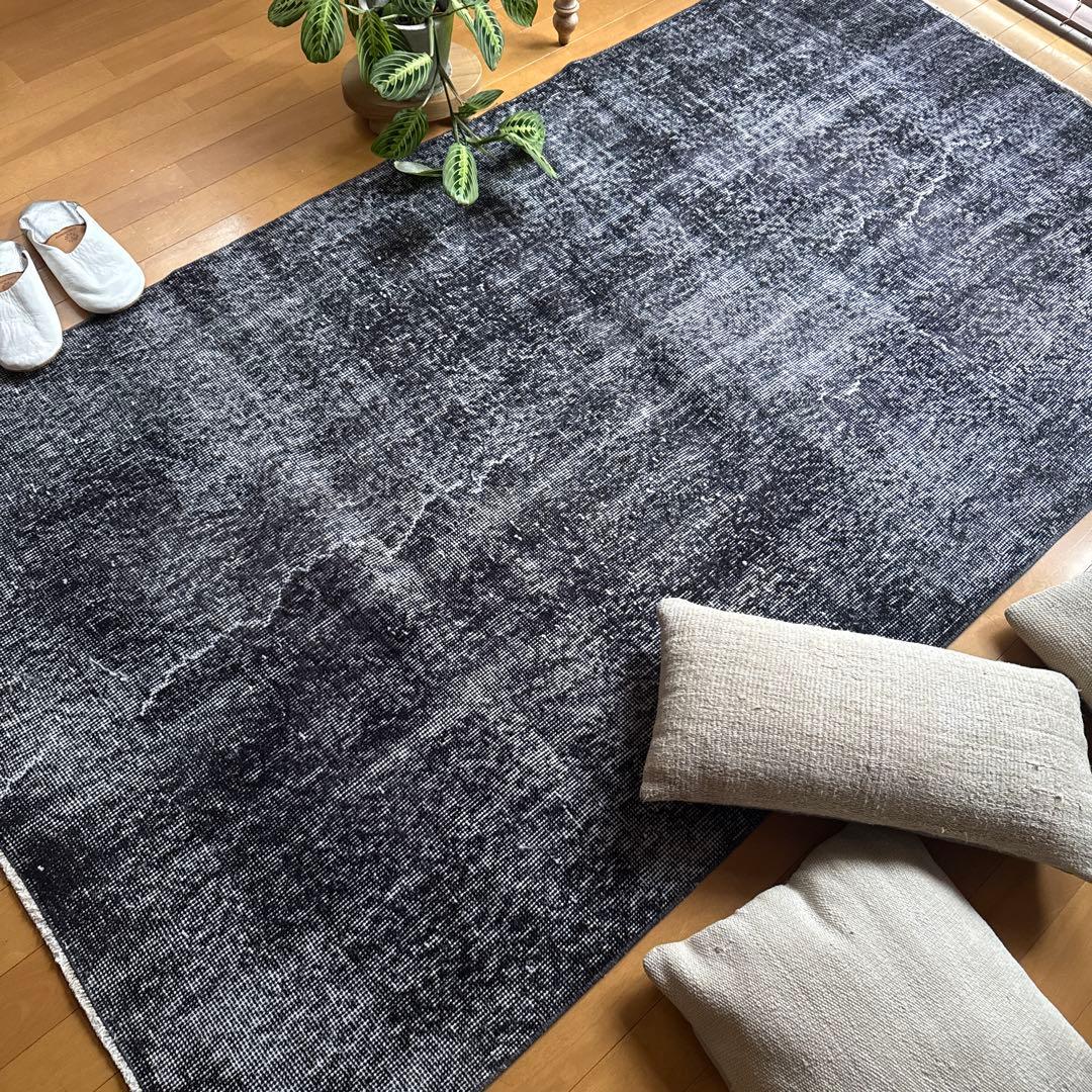 110×203 ブラックグレイオーバーダイ ワンカラー トルコヴィンテージ