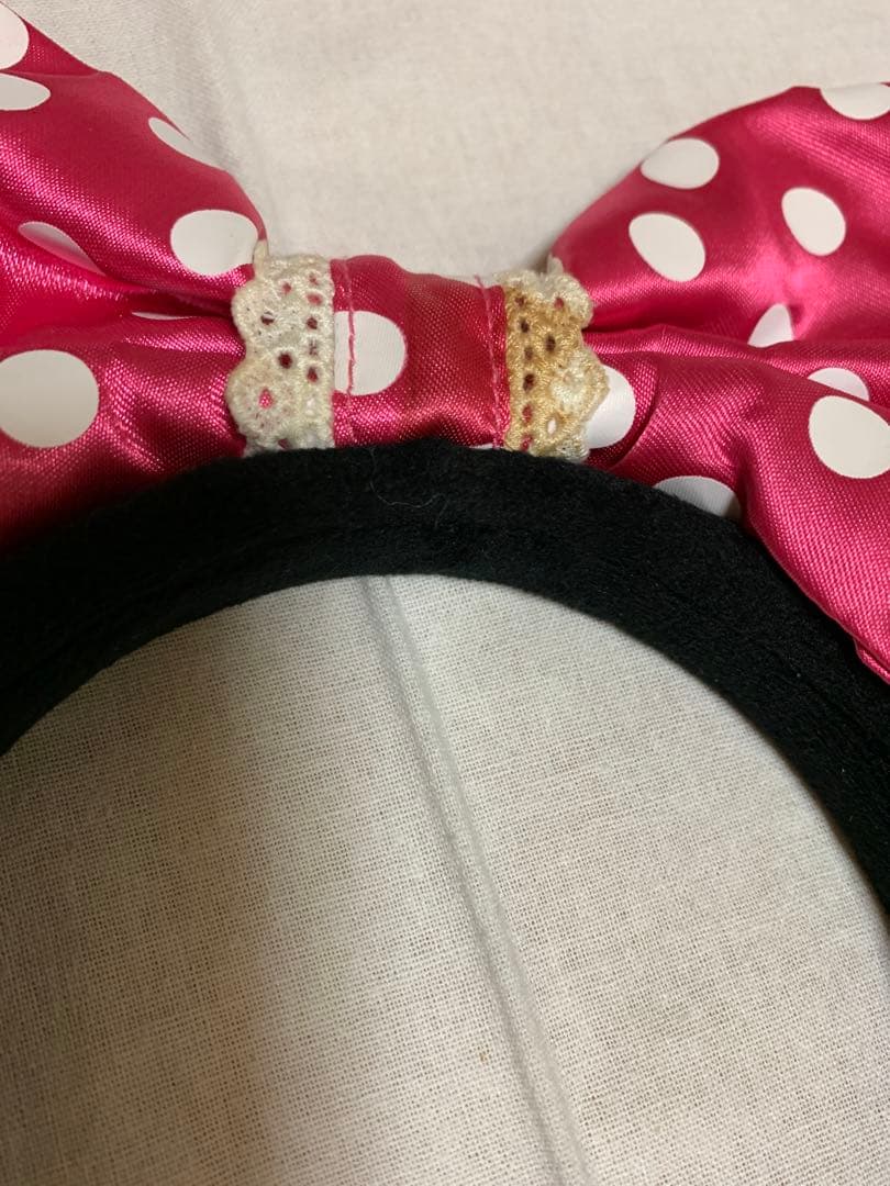 ディズニー カチューシャ イヤリング ミニー ピンク 水玉 リボン