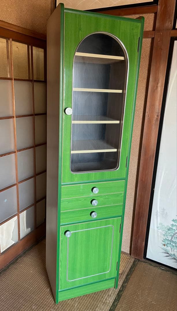 昭和 レトロ ポップ 収納タンス 飾り棚 収納棚 ポップカラー アーチ窓
