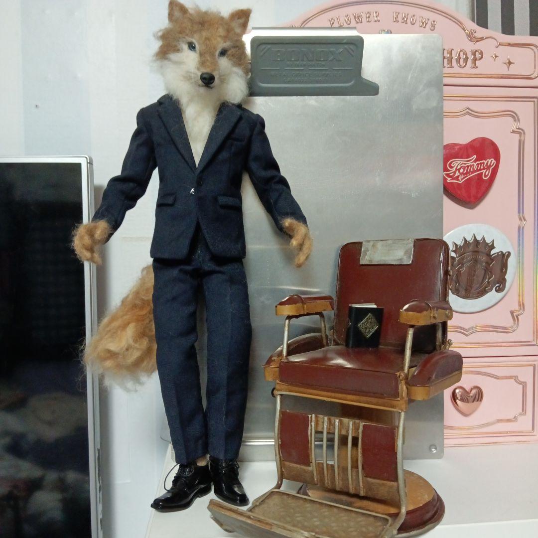 狼ドール 椅子セット スーツ 人形 オオカミ ぬいぐるみ 獣人
