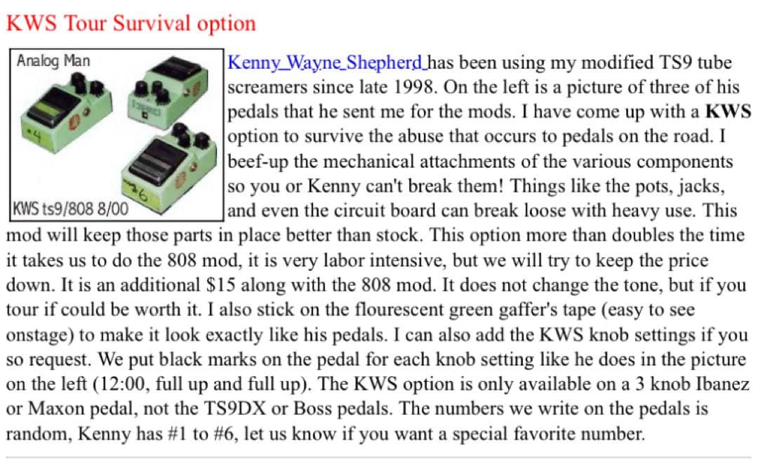 analog.man TS-9 MOD KWS【JRC4558DDツヤあり搭載】