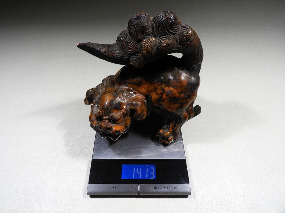 ○傑作 備前 古備前 唐獅子 備前焼 信楽焼 在銘 修復跡 縁起物 高さ21