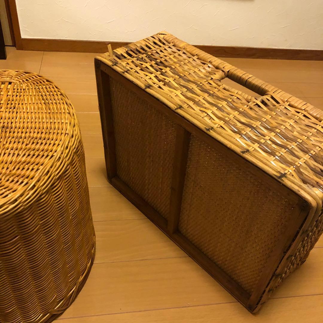 レトロ＊ラタン＊飴色＊籠セット