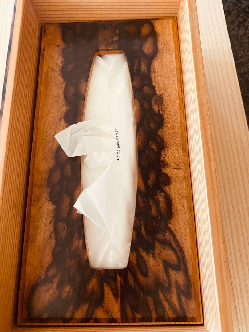 銘木黒柿ティッシュボックス ナチュラルウッド