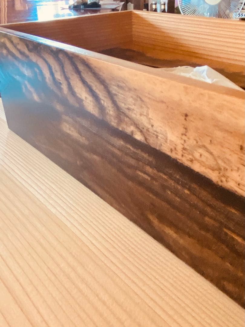 銘木黒柿ティッシュボックス ナチュラルウッド