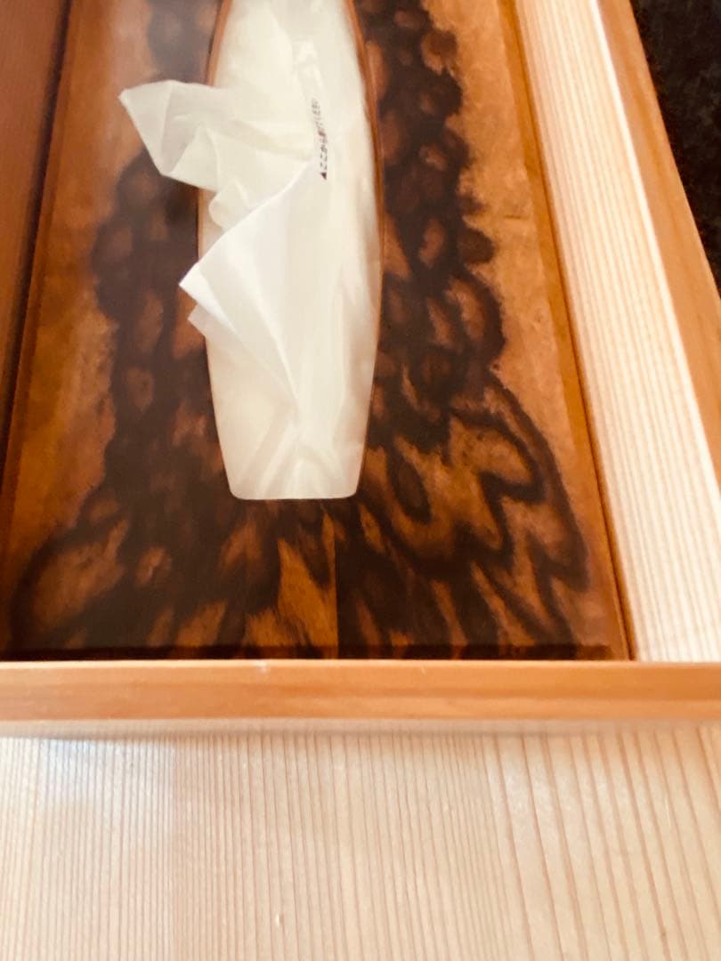 銘木黒柿ティッシュボックス ナチュラルウッド