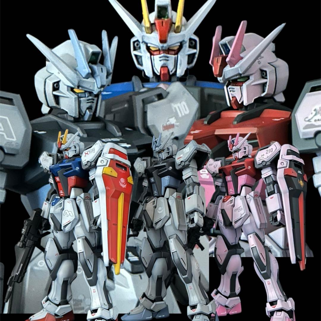 ガンプラ塗装済完成品 EGストライクガンダム三体+オプション