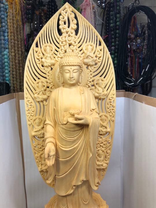 薬師如来菩薩木彫り 置物