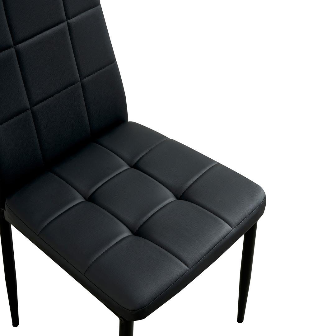 【ブラック2脚セット】PUレザーダイニングチェア ハイバック シンプルモダン