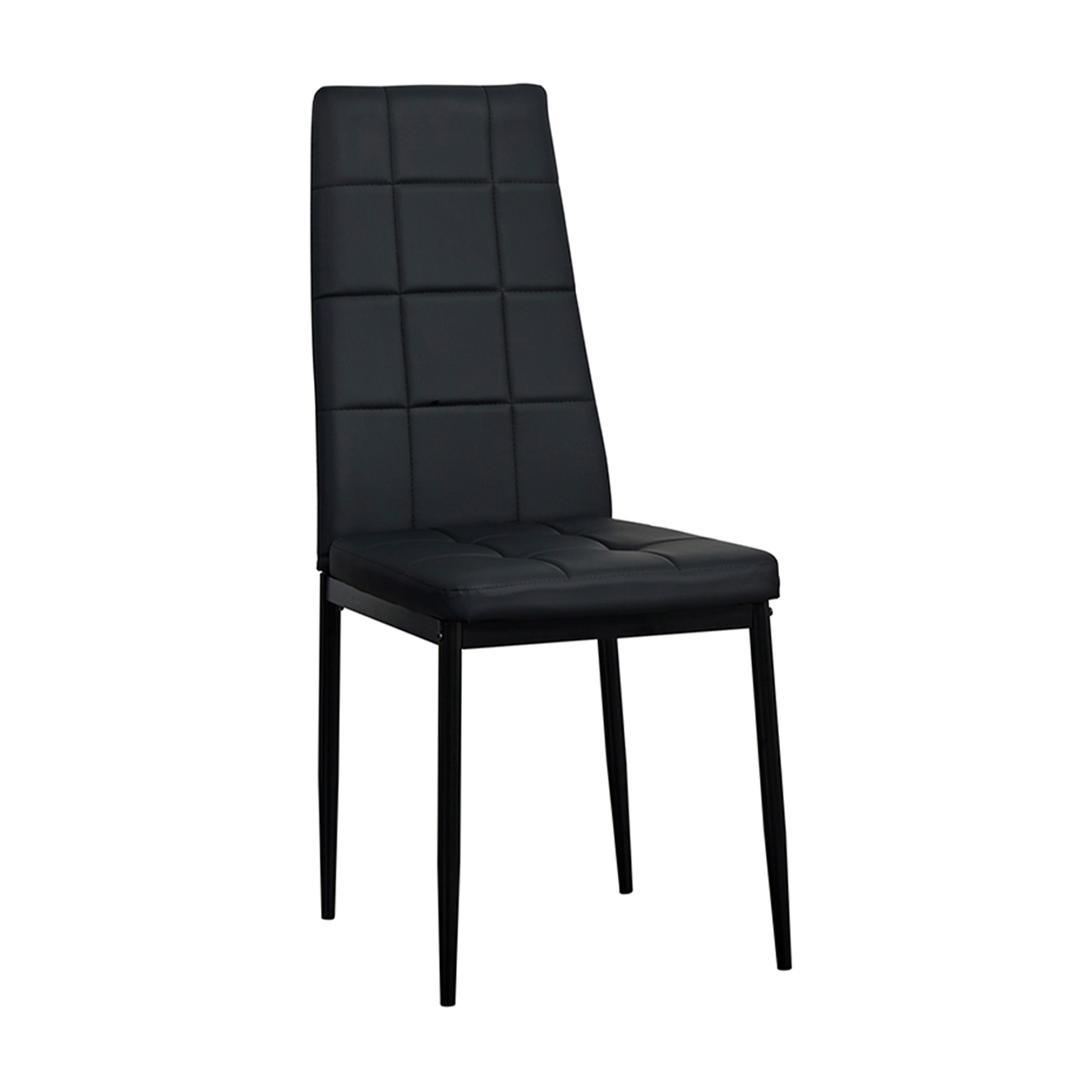 【ブラック2脚セット】PUレザーダイニングチェア ハイバック シンプルモダン
