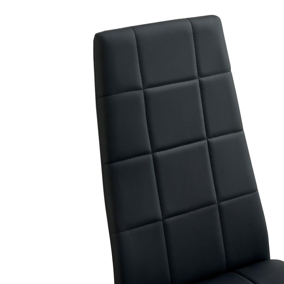 【ブラック2脚セット】PUレザーダイニングチェア ハイバック シンプルモダン