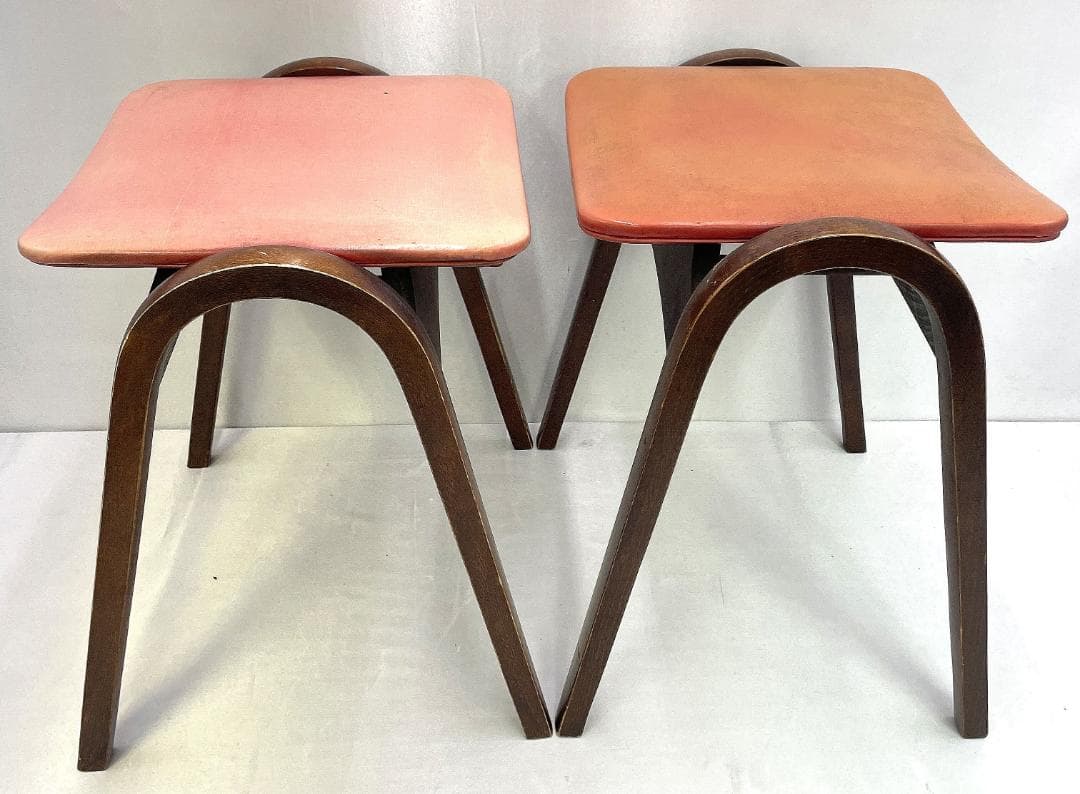 秋田木工 剣持勇 スタッキングスツール 曲げ木 2脚セット 昭和レトロ