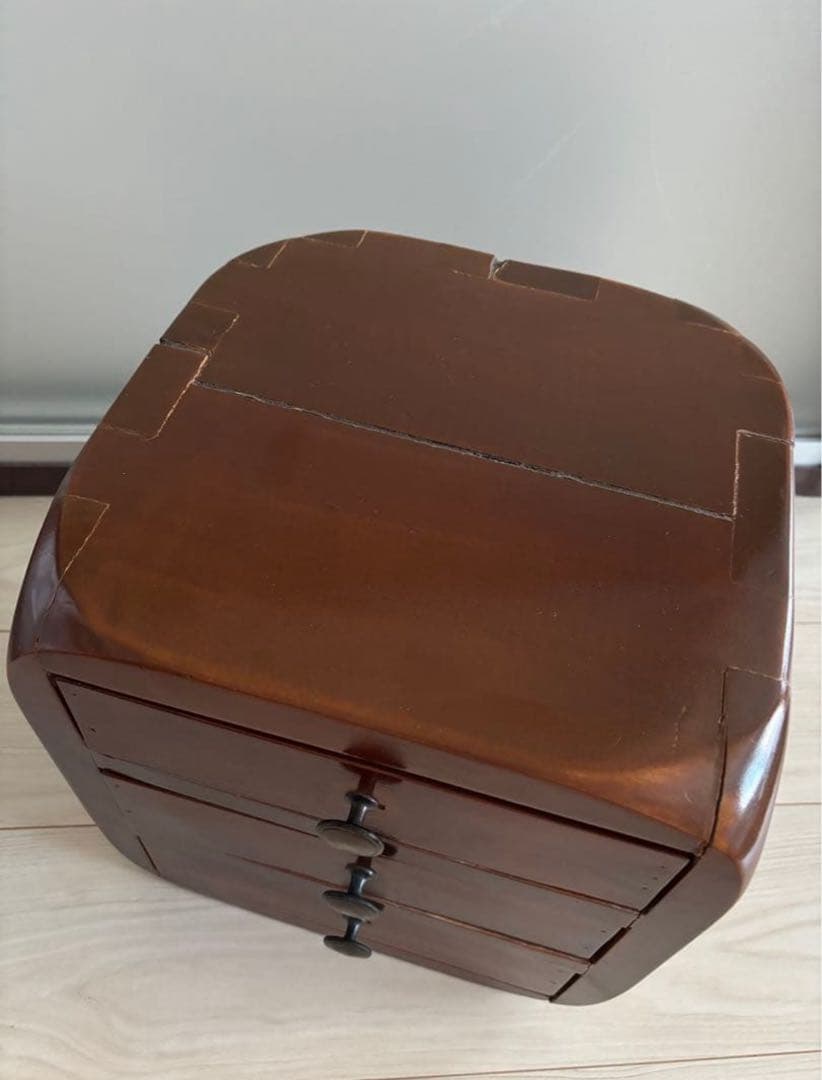 木製　小物収納 3段引き出し ブラウン　アンティーク　ヴィンテージ家具　小物入れ