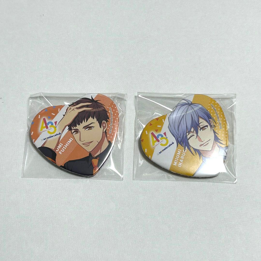 A3! 伏見臣 ＆ 斑鳩三角 ハート缶バッジ 缶バッジ アニカフェ 2点