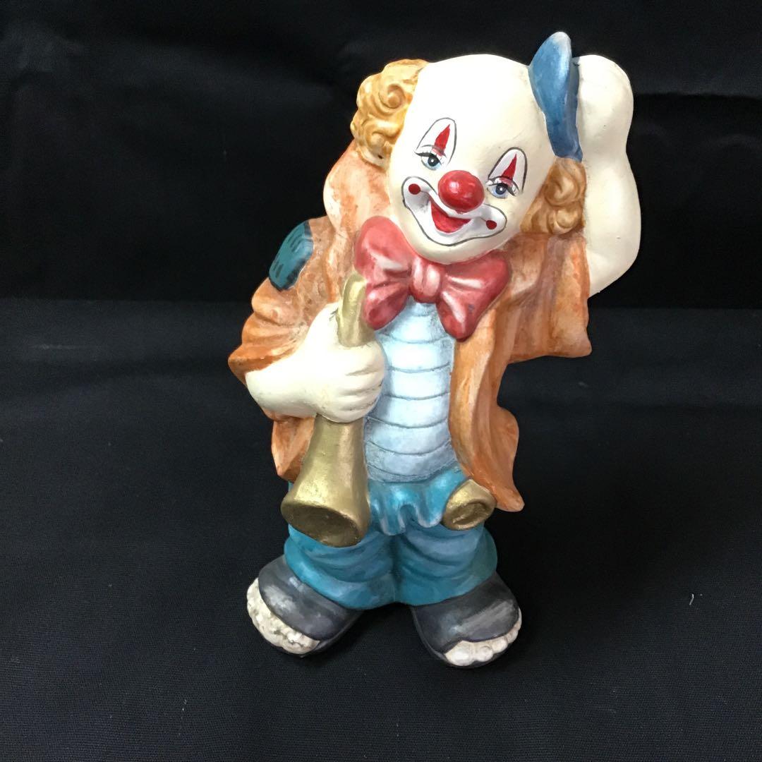 カラフルなピエロ陶器置き物　高さ27cm 4体セット　レトロ　アンティーク