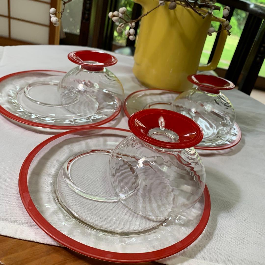 デポー　ヴィンテージ　ガラス　デザート　セット　パーティー　モールガラス　美品