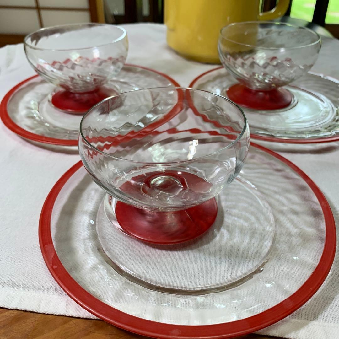 デポー　ヴィンテージ　ガラス　デザート　セット　パーティー　モールガラス　美品
