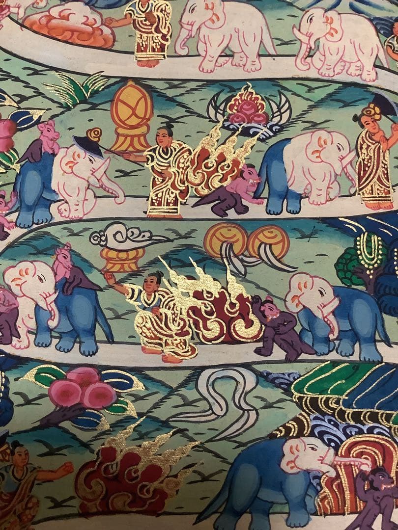 《 チベット密教　新品　1点物 》 手描き　曼荼羅　天国への道　仏画　仏教　g4