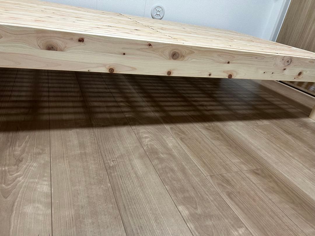 【美品】源ベッド 国産ひのき 棚コンセント付き すのこベッド シングル 4本脚