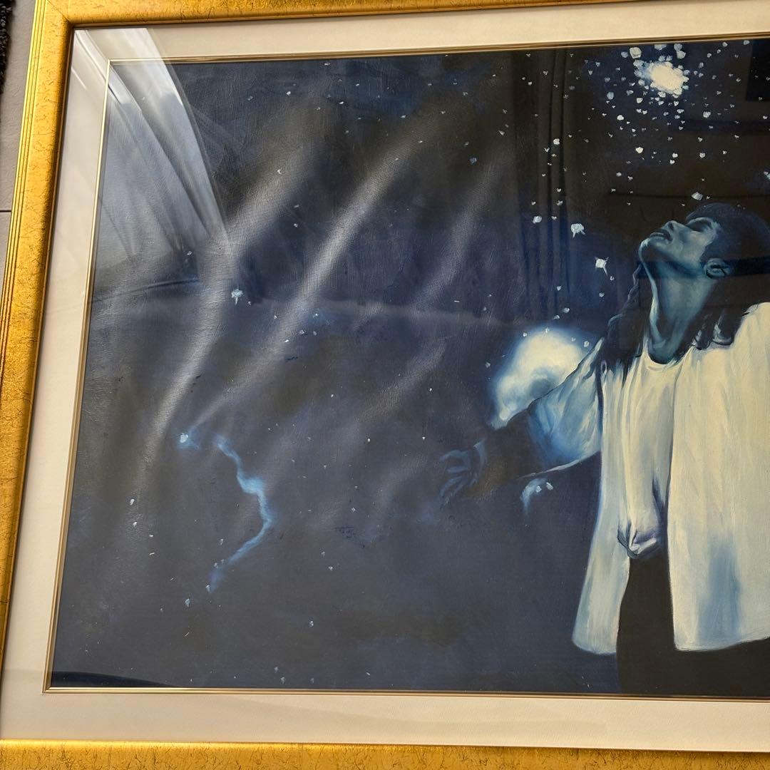 油絵　マイケルジャクソン　額装　76×108 ①