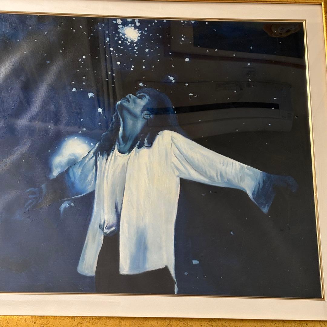 油絵　マイケルジャクソン　額装　76×108 ①