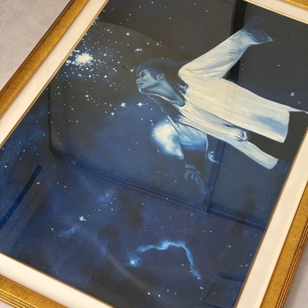 油絵　マイケルジャクソン　額装　76×108 ①