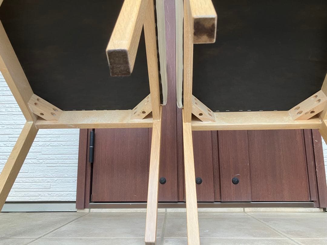 ナチュラル木製チェア ◉2脚セット 合皮ホワイト座面 ダイニングチェア