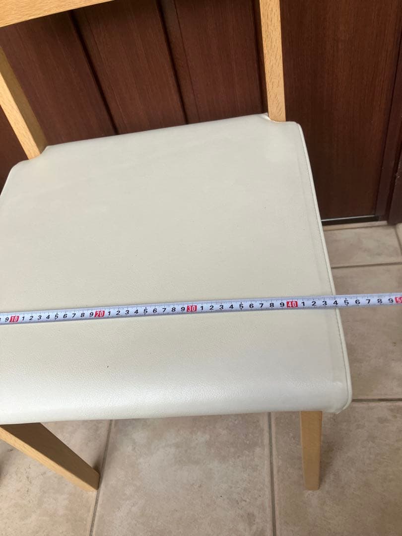 ナチュラル木製チェア ◉2脚セット 合皮ホワイト座面 ダイニングチェア