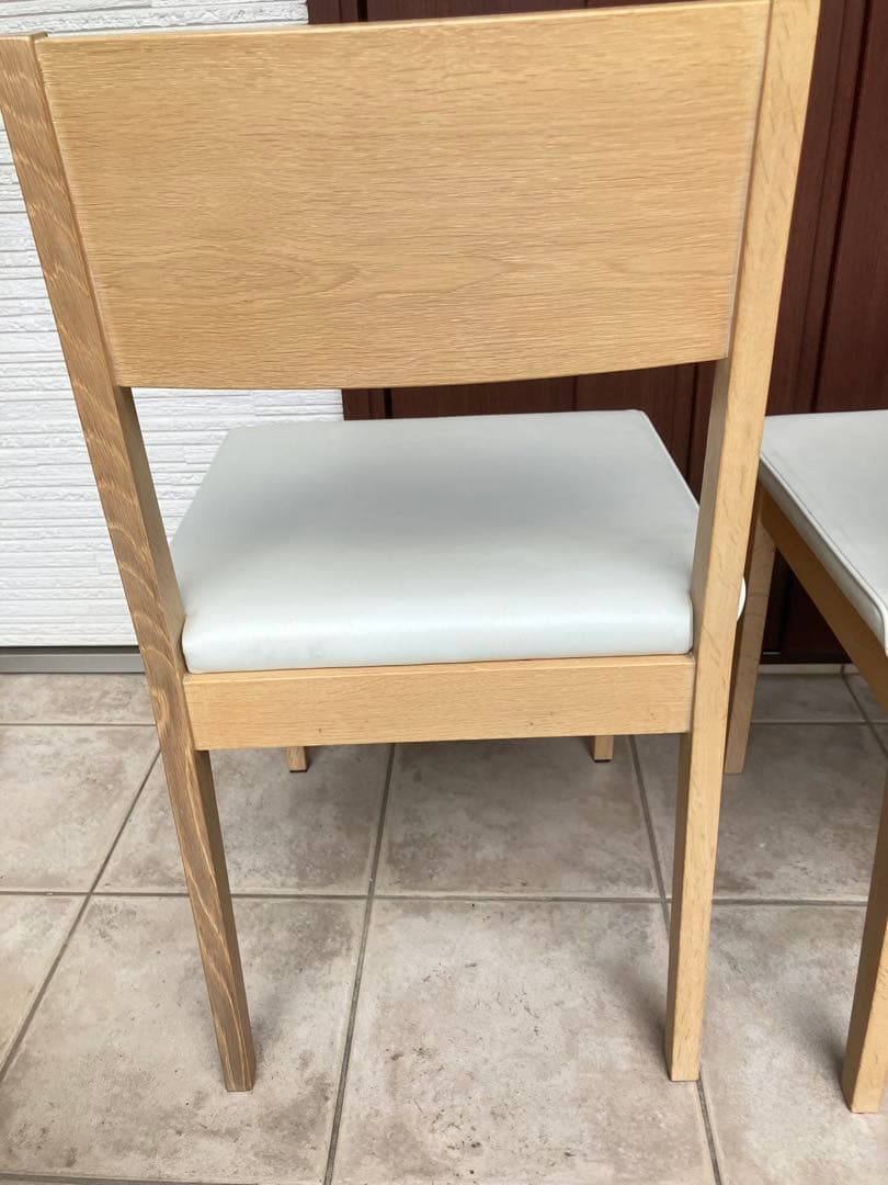 ナチュラル木製チェア ◉2脚セット 合皮ホワイト座面 ダイニングチェア