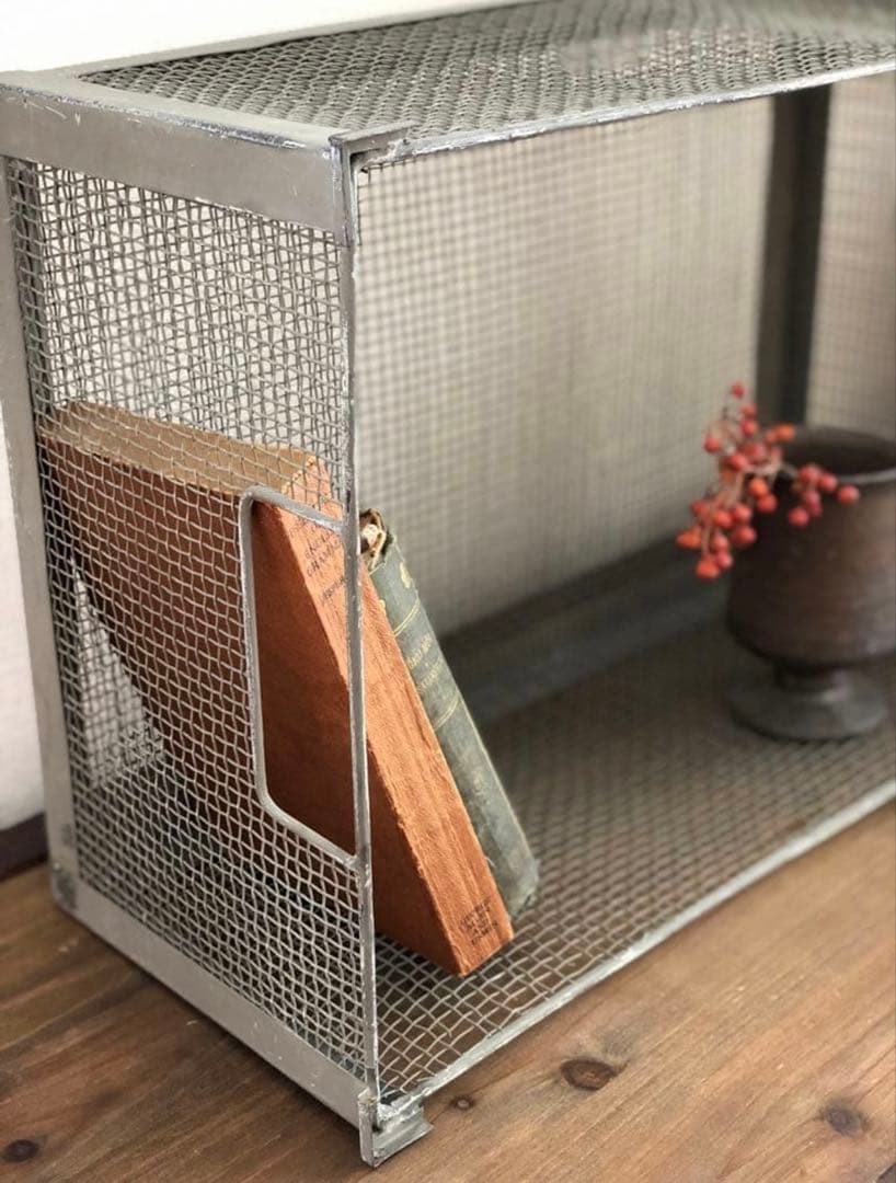 アイアン　メッシュボックス　アンティーク　古道具　ヴィンテージ　ブロカントレトロ