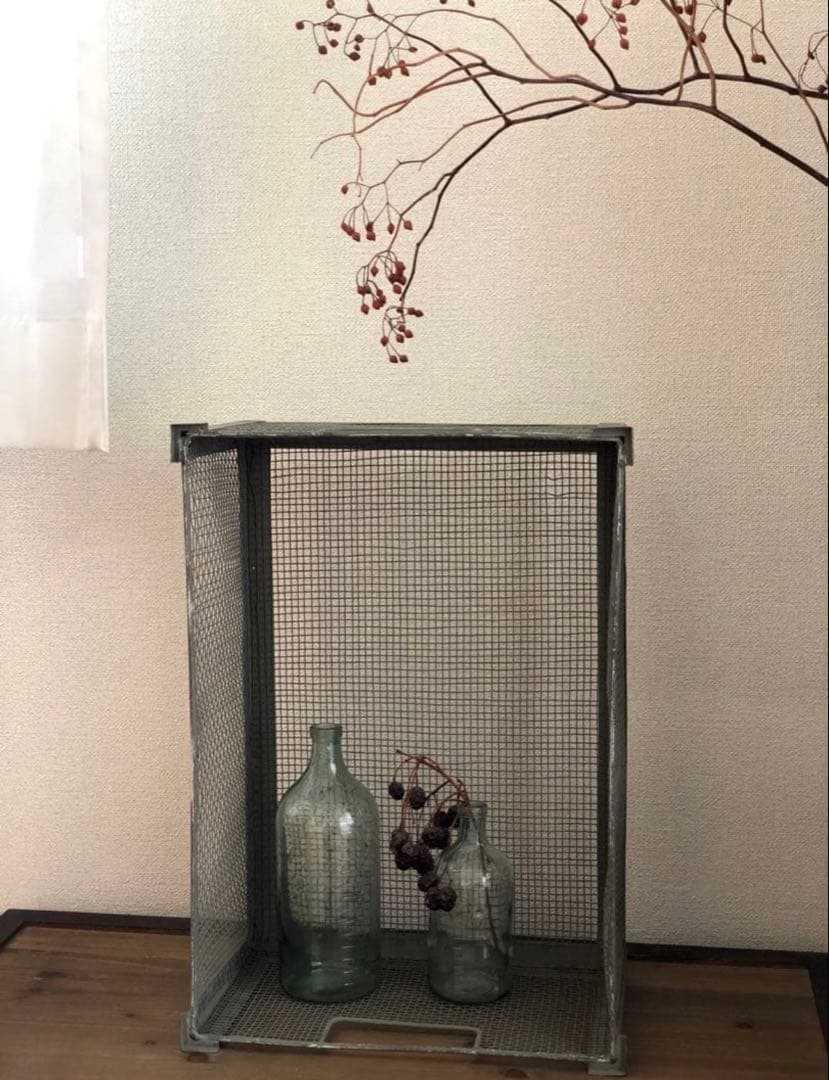 アイアン　メッシュボックス　アンティーク　古道具　ヴィンテージ　ブロカントレトロ