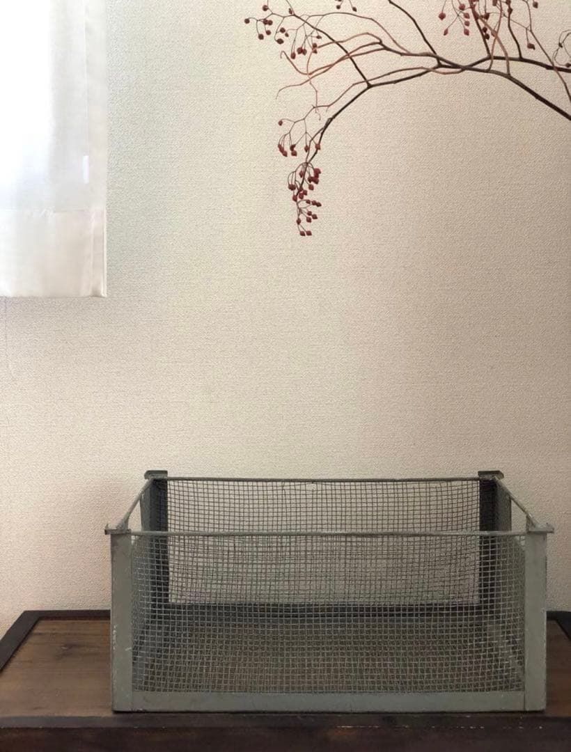 アイアン　メッシュボックス　アンティーク　古道具　ヴィンテージ　ブロカントレトロ