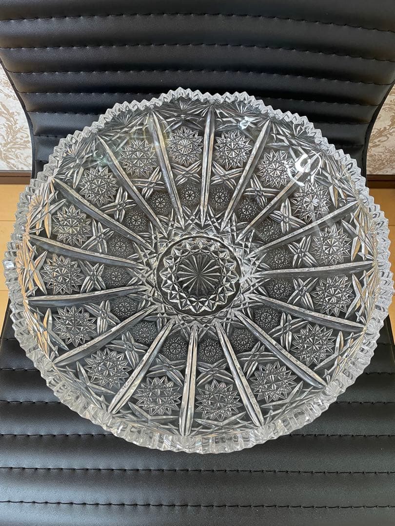 クリスタルBohemia製 花模様ボウル 約30cm