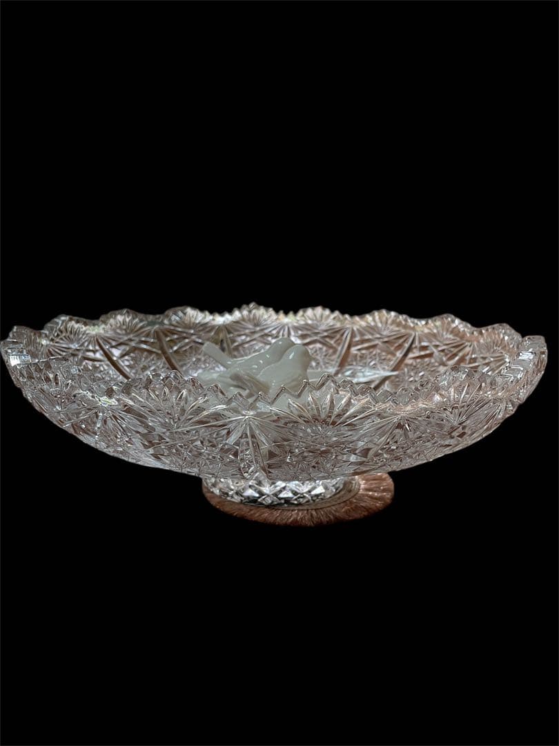 クリスタルBohemia製 花模様ボウル 約30cm