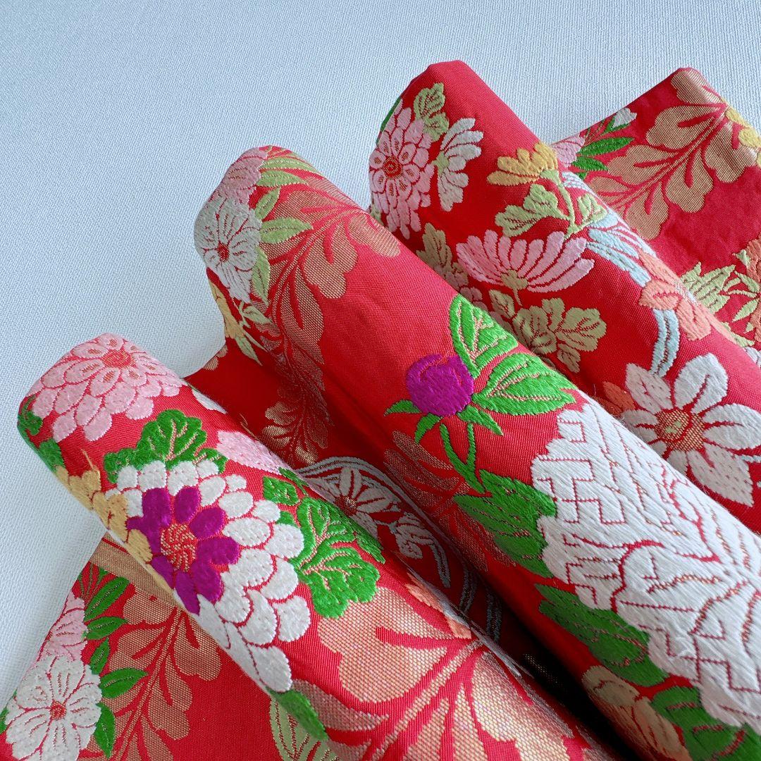 フルセット　七五三７歳女の子　総絞り　黄緑　豪華刺繍　赤丸帯　菊　小物7062