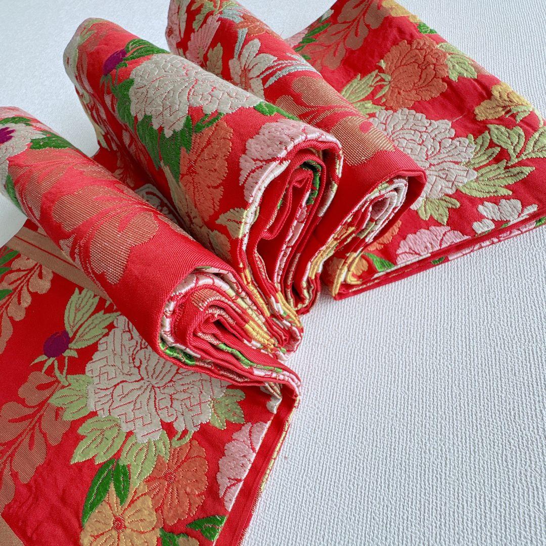 フルセット　七五三７歳女の子　総絞り　黄緑　豪華刺繍　赤丸帯　菊　小物7062