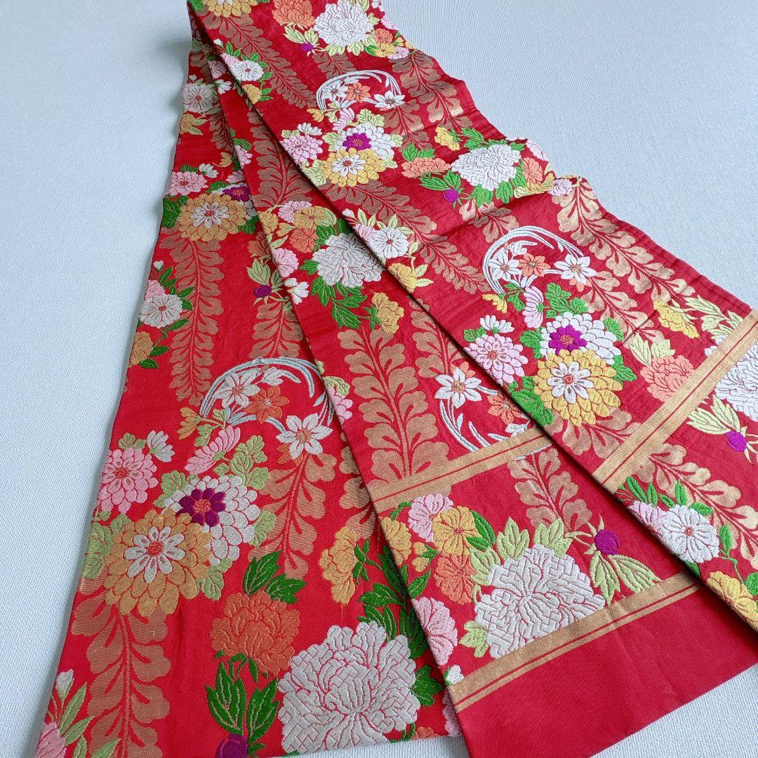 フルセット　七五三７歳女の子　総絞り　黄緑　豪華刺繍　赤丸帯　菊　小物7062